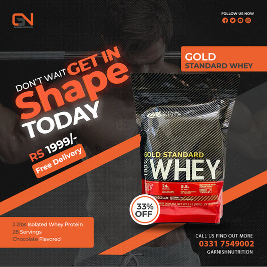 OPTIMUM NUTRITION ON GOLD STANDARD WHEY 2 LBS CHOCOLATE FLAVOR MADE IN PAKISTAN