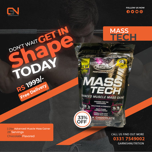 Mass tech 2 lbs chocolate flavor 909 grams made in pakistan